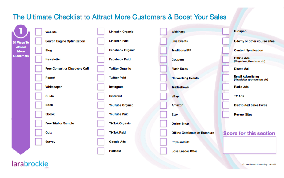The Ultimate Checklist to Attract More Customers Page 1 Image